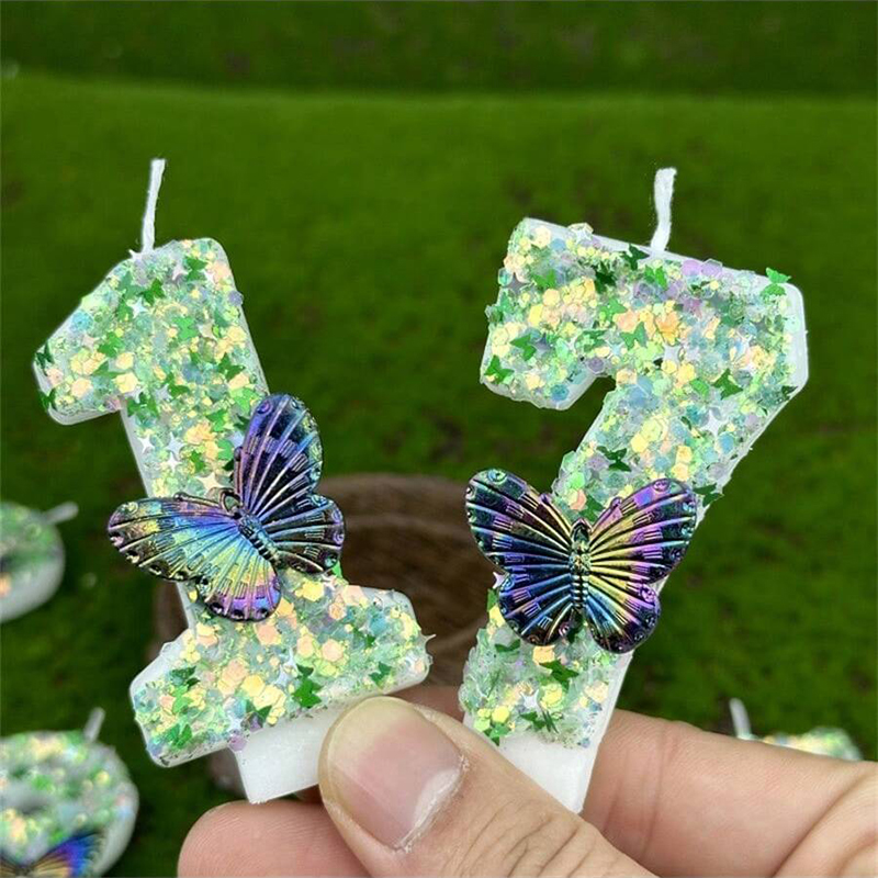 1Pc Green Sequins Number 0-9 B - огляд і ціна Candle Supply
