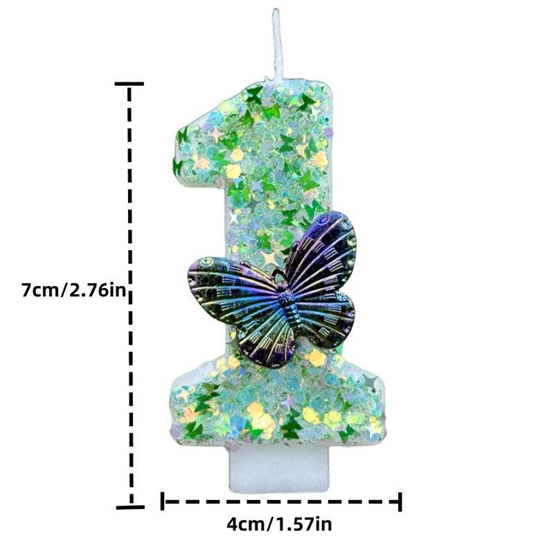 1Pc Green Sequins Number 0-9 B - огляд і ціна Candle Supply